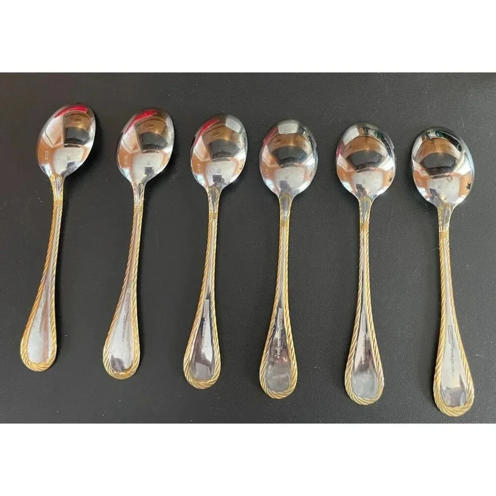 Cambridge Carlyle‎ Gold Accents Rope Stainless Tablespoons Set Of 6